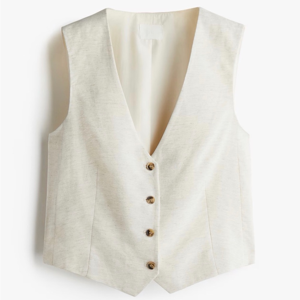 H&M Off-White Button Down Tailored Suit Vest